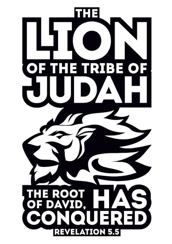 estampa camiseta evangélica The Lion of the tribe of Judah the root of David has conquered